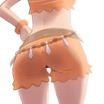  ass bare_shoulders clothing_cutout highres microsd_(pibo) navel_cutout orange_shorts orange_tank_top pokemon pokemon_(game) pokemon_sv sada_(pokemon) shorts tank_top 