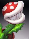  2019 ambiguous_gender elemental_creature flora_fauna hybridmink leaf mario_bros nintendo piranha_plant plant signature simple_background smile solo teeth video_games 