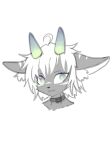  anthro blue_eyes blue_horn collar crybitur crybitur(charactrt) dragon felid fur furred_dragon green_eyes green_horn grey_body grey_fur hair hi_res horn looking_at_viewer male mammal simple_background smile solo spice_dragon white_body white_fur white_hair 