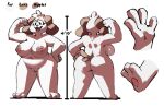  anthro beagle bittenhard breasts butt canid canine canis chubby_female domestic_dog fangs female flexing hand_on_hip hi_res hunting_dog mammal model_sheet open_mouth paws roxy_(pongodecky) scent_hound side_boob solo thick_thighs 