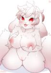  anthro areola big_breasts blush bodily_fluids breasts butt female fur genital_fluids genitals hi_res hinata_sakamoto mammal nipples nude pussy simple_background smile solo white_background 