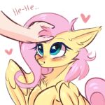  &lt;3 2019 absurd_res blush chest_tuft digital_media_(artwork) duo equid equine feathered_wings feathers female feral fluttershy_(mlp) friendship_is_magic fur green_eyes hair hasbro head_tuft hi_res human inner_ear_fluff looking_up mammal my_little_pony offscreen_character pegasus pesty_skillengton petting pink_hair pink_tail simple_background smile tuft white_background wings yellow_body yellow_fur 