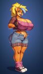  activision anthro areola big_breasts bottomwear bouncing_breasts braless breasts clothing crash_bandicoot_(series) curvy_figure denim denim_clothing female fur hair hi_res huge_breasts jeans jindragowolf mammal marsupial navel nipples pants pirate_tawna ponytail shorts solo tawna_bandicoot thick_thighs tight_clothing video_games voluptuous wide_hips 