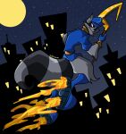  anthro boots city clothing edtertainerd flying footwear hi_res male mammal moon night procyonid raccoon rocket_boots sly_cooper sly_cooper_(series) solo sony_corporation sony_interactive_entertainment sucker_punch_productions video_games 