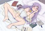  1girl barefoot bed bed_sheet blush book breasts circlet clothed_masturbation clothes_lift commission commissioner_upload crotch_rub dress dress_lift feet female_ejaculation female_masturbation fingering fire_emblem fire_emblem:_genealogy_of_the_holy_war fire_emblem_heroes julia_(fire_emblem) legs masturbation nipples open_mouth pillow purple_eyes purple_hair pussy pussy_juice pussy_juice_stain recklessdraw solo solo_focus spread_legs stain wavy_mouth 