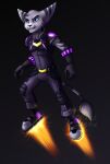  boots clothing fargus_(character) flying footwear fur gloves grey_body grey_fur handwear lombax lurking-leanne male mammal ratchet_and_clank rocket_boots solo sony_corporation sony_interactive_entertainment stripes video_games 