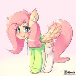  1:1 2021 blush clothing cutie_mark digital_media_(artwork) equid equine eyelashes feathered_wings feathers female feral fluttershy_(mlp) friendship_is_magic green_eyes happy hasbro hi_res hoodie hoodie_(artist) inner_ear_fluff legwear mammal my_little_pony open_mouth open_smile pegasus signature smile stockings topwear tuft wings yellow_body yellow_feathers 