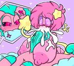  &lt;3 alien anthro areola big_breasts big_penis blush bodily_fluids breast_play breasts cum cum_in_mouth cum_inside cum_on_breasts duo eyewear fan_character fecto_forgo fellatio female genital_fluids genitals glasses gloves_(marking) hair half-closed_eyes hi_res huge_breasts humanoid kirby kirby_(series) kirby_and_the_forgotten_land lewdchuu_(artist) male male/female markings multicolored_eyes musical_note narrowed_eyes nintendo nipples oral penile penis pink_areola pink_body pink_eyes pink_hair pink_nipples sex titfuck video_games 