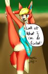  animal_crossing anthro audie_(animal_crossing) blonde_hair canid canine canis clothed clothing female flexible fur hair hi_res mainarts mammal nintendo one_leg_up raised_leg simple_background solo splits spread_legs spreading standing vertical_splits video_games wolf 