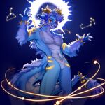 absurd_res anthro asian_mythology dragon east_asian_mythology eastern_dragon elijah_celestial fur furred_dragon glowing glowing_markings hi_res male markings mythology nude sharnyer solo 