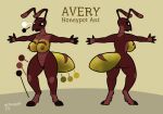 ant antennae_(anatomy) anthro arthropod arthropod_abdomen big_breasts breasts brown_body butt female front_row genitals honeypot_ant hymenopteran insect mandibles model_sheet nipples non-mammal_breasts nude pussy rear_view solo spread_arms standing yafath 