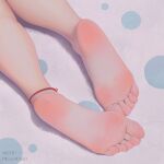  1girl absurdres ankle_strap artist_name barefoot carpet feet highres lying on_stomach original pixiv_id qizhu solo toes 
