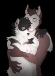  2021 5_fingers anthro areola black_background breasts bulochka canid canine digital_media_(artwork) duo ear_piercing embrace facial_piercing female fingers hand_on_another&#039;s_chest hand_on_another&#039;s_shoulder hand_on_another&#039;s_stomach hi_res inner_ear_fluff male male/female mammal nipples nose_piercing notched_ear nude piercing pink_areola pink_nipples septum_piercing shaded simple_background tuft 