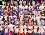  6+girls animal_ears artoria_pendragon_(alter_swimsuit_rider)_(fate) artoria_pendragon_(fate) bb_(fate) between_breasts black_hair blonde_hair blue_eyes bradamante_(fate) breasts breasts_out brown_hair caenis_(fate) calamity_jane_(fate) covered_nipples earrings elbow_gloves ereshkigal_(fate) fate/grand_order fate_(series) glasses gloves green_eyes grey_hair halterneck heart_pasties highres ishtar_(fate) jeanne_d&#039;arc_alter_(fate) jewelry kurozawa_yui large_breasts looking_at_viewer meltryllis_(fate) meme_attire minamoto_no_raikou_(fate) miyamoto_musashi_(fate) mordred_(fate) morgan_le_fay_(fate) multiple_girls navel necktie necktie_between_breasts one_eye_closed open_mouth outstretched_arm pasties pink_hair playboy_bunny purple_eyes purple_hair rabbit_ears red_eyes red_hair reverse_bunnysuit reverse_outfit scathach_(fate) semiramis_(fate) smile star_pasties white_hair xuangzang_sanzang_(fate) yang_guifei_(fate) yellow_eyes 