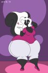  anthro blowing_kiss breasts chelsea_(satsumalord) cleavage clothed clothing female hi_res mammal mephitid satsumalord skunk solo thick_thighs 