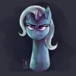  2019 absurd_res blue_body chest_tuft digital_media_(artwork) ear_tuft equid equine eyelashes female feral friendship_is_magic half-closed_eyes hasbro headshot_portrait hi_res horn mammal my_little_pony narrowed_eyes portrait purple_eyes simple_background solo trixie_(mlp) tuft unicorn wildetrashbag 