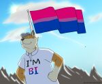  aircraft airplane anthro bisexual_pride_colors canid canine clothed clothing cloud codymathews dakota_mathews digital_media_(artwork) dipstick_ears female flag fox grey_nose hat headgear headwear hi_res lgbt_pride male mammal multicolored_ears outside pride_(disambiguation) pride_color_flag pride_colors shaded solo 