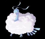  altaria beak black_background closed_eyes commentary_request fluffy full_body mogu_(mogu_mogu_um) no_humans pokemon pokemon_(creature) simple_background sleeping solo 