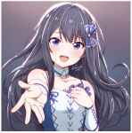  1girl black_hair blue_eyes eyebrows_visible_through_hair fuusuke_(fusuke208) highres idol idoly_pride long_hair looking_at_viewer nagase_kotono open_mouth smile 