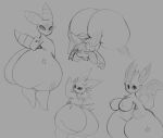  ambiguous_gender anthro bent_over big_butt butt eeveelution female group hi_res huge_butt huge_hips huge_thighs hyper hyper_butt jolteon leafeon looking_at_viewer looking_back monochrome nintendo nude pok&eacute;mon pok&eacute;mon_(species) smile sylveon thick_thighs umbreon video_games wide_hips xytora 