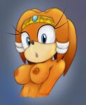  anthro blue_eyes breasts clothed clothing echidna exposed_breasts female maimo mammal monotreme nipples nude sega solo sonic_adventure sonic_the_hedgehog_(series) tikal_the_echidna topless topless_anthro topless_female 