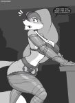  anthro big_breasts blush bra breasts canid canine cleavage clothed clothing cooliehigh disney english_text female fox headdress hi_res maid_marian mammal monochrome open_mouth robin_hood_(disney) solo text underwear 