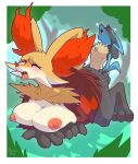  absurd_res anthro areola big_breasts blush breasts canid canine canis delphox female fur hi_res inner_ear_fluff lucario male male/female mammal nintendo nipples nude pink_areola pink_nipples pok&eacute;mon pok&eacute;mon_(species) sex snappygrey tuft video_games 