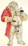  2021 5_fingers anthro balls barefoot bathrobe belly_hair black_glans body_hair cats_don&#039;t_dance cellphone chest_hair clothed clothing coffee_mug elephant elephantid eyewear feet fingers flaccid foreskin foxfurries genitals glans glasses hi_res holding_mug holding_object holding_phone humanoid_feet humanoid_genitalia humanoid_penis looking_at_viewer male mammal mature_anthro mature_male mug musclegut open_clothing overweight penis phone proboscidean pubes red_robe robe signature smartphone solo traditional_media_(artwork) warner_brothers woolie_(cats_don&#039;t_dance) 