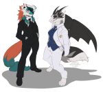  2022 4_toes anthro breasts clothed clothing digital_media_(artwork) dragon duo feet felid feline female fingers fur furred_dragon kittydee looking_at_viewer male mammal non-mammal_breasts red_eyes smile toes 