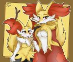  anthro braixen canid canine delphox duo fox fur hi_res male male/male mammal nintendo pok&eacute;mon pok&eacute;mon_(species) simple_background thelasthope video_games 