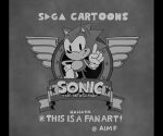  1boy aimf animal_nose artist_name character_name closed_mouth commentary_request copyright_name english_text furry furry_male gloves grey_background greyscale hand_on_hip hand_up happy index_finger_raised looking_at_viewer male_focus monochrome pillarboxed sega sideways_mouth signature sketch smile solo sonic_(series) sonic_the_hedgehog spiked_hair standing star_(symbol) twitter_username 