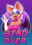  2019 anthro biffalo breasts chiropteran cleavage clothed clothing eyeshadow female hi_res looking_at_viewer makeup mammal rouge_the_bat sega similing solo sonic_the_hedgehog_(series) text 