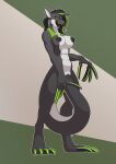  2018 abdominal_bulge anthro athletic athletic_female black_body black_hair breasts claws clothed clothing clothing_lift digital_media_(artwork) female genitals green_eyes green_hair hair hi_res horn licking licking_lips long_claws longblueclaw masturbation nipples open_mouth penetration pussy shirt shirt_lift simple_background smile solo standing tail_fetish tail_masturbation tail_play teeth tongue tongue_out topwear vaginal vaginal_penetration white_body 