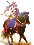  arrow_(projectile) bangs bow_(weapon) fire_emblem fire_emblem_fates highres holding holding_bow_(weapon) holding_weapon horseback_riding japanese_clothes long_hair looking_to_the_side pichimura ponytail riding takumi_(fire_emblem) weapon white_hair 