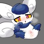  &lt;3 &lt;3_eyes blush bodily_fluids censored cum cum_in_pussy cum_inside eromorudo female genital_fluids genitals hi_res looking_at_viewer meowstic nintendo pok&eacute;mon pok&eacute;mon_(species) pussy simple_background solo spread_pussy spreading video_games white_background white_body 