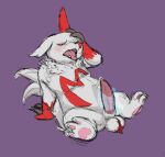  anthro bodily_fluids cum cum_drip disembodied_hand dripping genital_fluids hand_on_head male nintendo open_mouth pok&eacute;mon pok&eacute;mon_(species) ripparu sitting sitting_on_ground solo solo_focus tongue tongue_out translucent video_games zangoose 