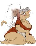  2021 anthro areola areola_slip arm_under_breasts aunt_polly big_breasts big_penis blush blush_lines bodily_fluids breasts cleavage cleavage_overflow clothed clothing colored_sketch dbaru domestic_cat english_text eyewear faceless_character faceless_human faceless_male felid feline felis female fur genitals glasses grey_hair hair hairy_legs hi_res human kneeling looking_at_genitalia looking_at_penis lustful_gaze male male/female mammal mature_anthro mature_female open_mouth overweight overweight_anthro overweight_female penis saliva saliva_string sketch tan_body tan_fur teeth teeth_showing text thick_thighs tom_sawyer_(2000_film) 