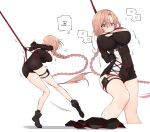  absurdres arms_behind_back bdsm bondage bound bound_ankles bound_arms bound_legs bound_wrists braid breast_bondage breasts crotch_rope girls&#039;_frontline highres kinbakuman large_breasts long_braid long_hair nipple_slip nipples pink_eyes pink_hair red_rope restrained rope shibari shibari_over_clothes single_braid skindentation suspension torn_clothes type_97_shotgun_(girls&#039;_frontline) very_long_hair 