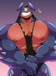  2022 5_fingers abs absurd_res anthro areola biceps big_muscles biped bottomless clothed clothing digital_media_(artwork) dragon fingers garchomp hi_res huge_muscles kokuhane male muscular muscular_anthro muscular_male nintendo nipples one_eye_closed pecs pok&eacute;mon pok&eacute;mon_(species) scalie sharp_teeth simple_background skimpy smile solo teeth triceps video_games 
