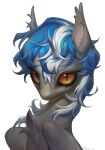  ambiguous_gender bat_pony blue_hair chest_tuft ear_tuft equid eyelashes fan_character feral fur grey_body grey_fur hair hasbro hi_res imhungry1551 looking_at_viewer male male/male mammal multicolored_hair my_little_pony pupils signature simple_background slit_pupils solo tuft two_tone_hair white_background white_hair wings 