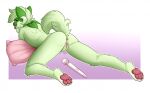  2022 4_toes anthro anthrofied anus artist_name astridmeowstic bodily_fluids border butt digital_media_(artwork) feet female fur genital_fluids genitals green_body green_fur green_hair hair hugging_pillow knee_tuft leg_tuft looking_at_viewer looking_back looking_back_at_viewer nintendo nude outline pawpads pillow pink_eyes pink_nose pink_pillow pok&eacute;mon pok&eacute;mon_(species) pok&eacute;morph presenting presenting_hindquarters purple_background pussy pussy_juice raised_tail rear_view sex_toy shoulder_tuft signature simple_background smile solo sprigatito teeth toes tongue tongue_out tuft vibrator video_games wand_vibrator white_border white_outline 