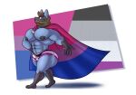  abs anthro asexual_pride_colors beard bisexual_pride_colors blue_body brown_hair bulge cape clothing cole_(colelucario) colelucario facial_hair hair hi_res lgbt_pride lucario male muscular muscular_anthro muscular_male nintendo nipples pecs pok&eacute;mon pok&eacute;mon_(species) pride_color_clothing pride_colors solo underwear video_games wide_hips 