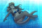  2022 ambris anthro bikini breasts brown_eyes brown_hair clothing english_text eyebrows eyelashes feet female fur hair hi_res long_hair looking_at_viewer lutrine mammal mustelid nat_(mykegreywolf) plantigrade side-tie_bikini smile solo swimwear teeth text underwater water 