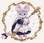  1girl animal_ears apron commentary_request conago2 food frills hairband headdress holding holding_food looking_at_viewer maid maid_apron maid_headdress mouse mouse_ears mouse_tail original spoon sugar_cube symbol-only_commentary tail waitress white_apron 