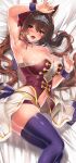  1girl animal_ears bangs blush breasts brown_hair daiwa_scarlet_(umamusume) dakimakura_(medium) hair_intakes highres horse_ears horse_girl horse_tail kawai_(purplrpouni) large_breasts long_hair looking_at_viewer red_eyes solo tail thighs twintails umamusume very_long_hair 