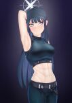  absurdres arm_up armpits blue_archive ct-08 halo hat highres long_hair muscular muscular_female saori_(blue_archive) tank_top 