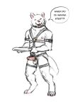  animated anthro balls canid canine erection genitals knest low_res male mammal nipples penis smile solo spanking_paddle speech_bubble tail_motion tailwag 