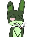  1_eye activepixel101 ambiguous_gender anthro dark_green_fur drugs gootraxian kaiju_paradise lagomorph leporid light_green_fur low_res mammal marijuana nuclear_rabbit rabbit roblox simple_background smoking smoking_weed solo white_background 