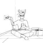  1:1 anthro belt electrical_plug fan_character gear_(mlp) hasbro hooves line_art male monochrome my_little_pony sitting socket toolbox twotail813 