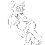  anthro anus boots breasts butt chiropteran clothing female footwear fours_(artist) genitals hi_res looking_at_viewer mammal mostly_nude pussy rouge_the_bat sega sketch solo sonic_the_hedgehog_(series) 
